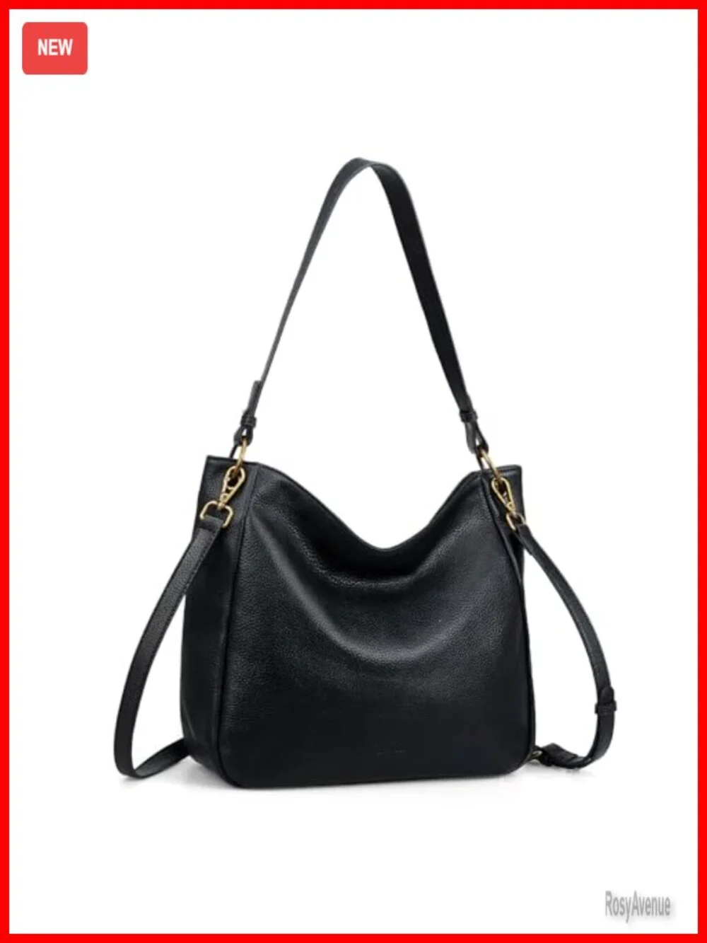 Genuine Leather Hobo Crossbody Bag Women Vintage Soft Shoulder Handbag 2 Straps